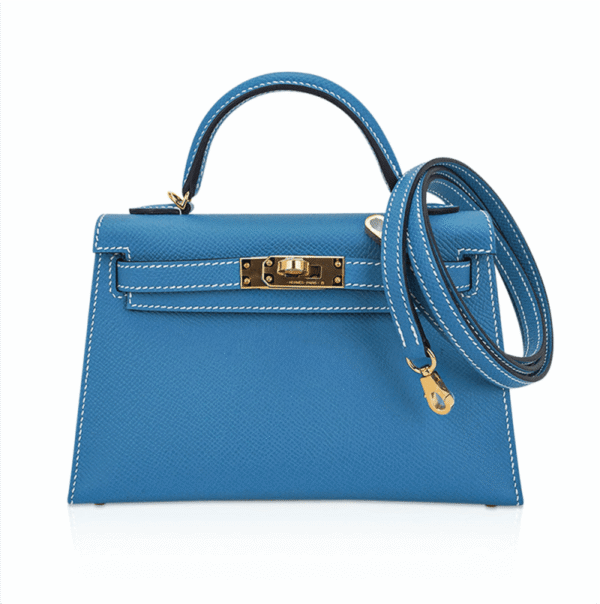 Hermès Mini Kelly Bleu Jean Epsom Gold Hardware